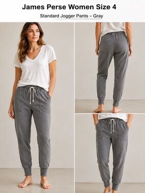James Perse Standard Gray Drawstring Jogger Pants Women's 4 18”W 28.5” Inseam